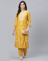 Embroidered Chanderi Kurta with Pant Set